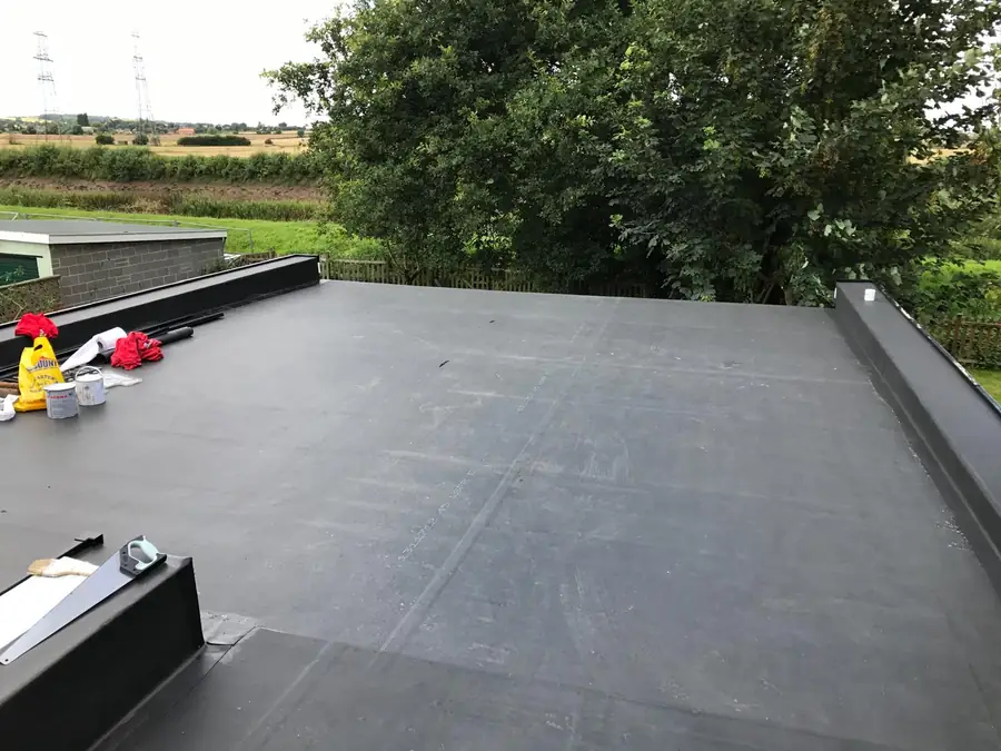 EPDM flat roof finished behind a parapet wall