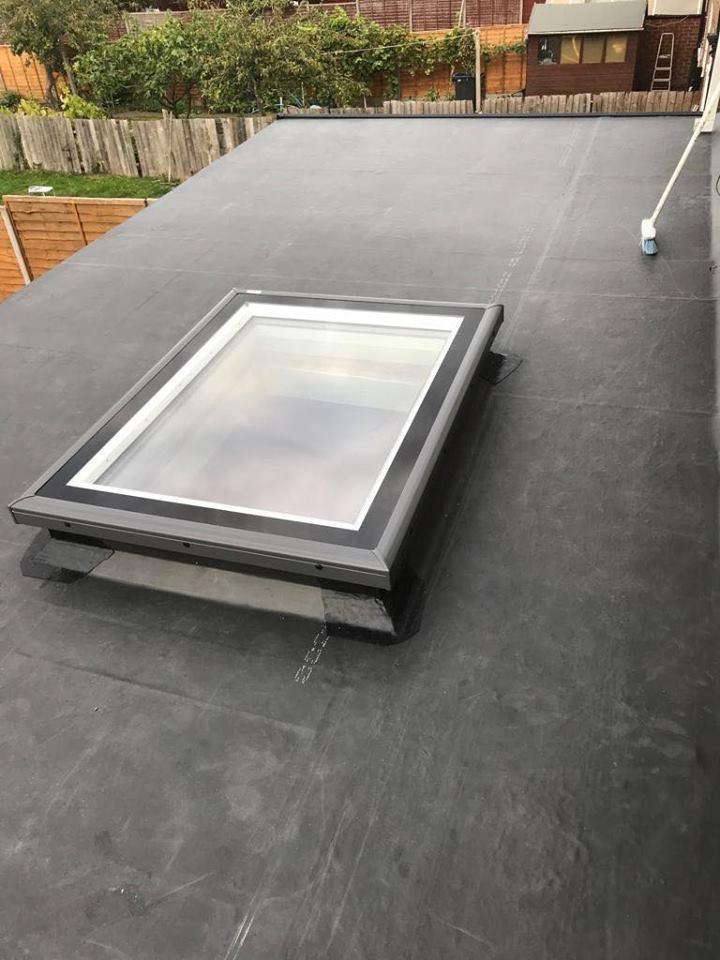 GRP flat roof with rooflight